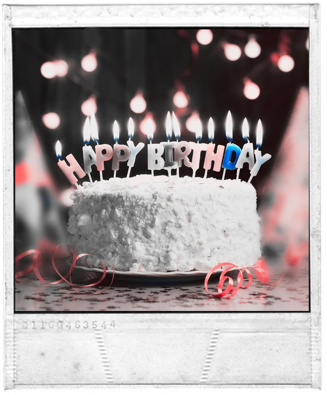 Birthday cake polaroid